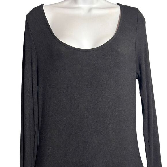 Banana Republic Women's Long Sleeve Dress Grid Skirt Scoopneck Mini Black Size 8 - Picture 3 of 7